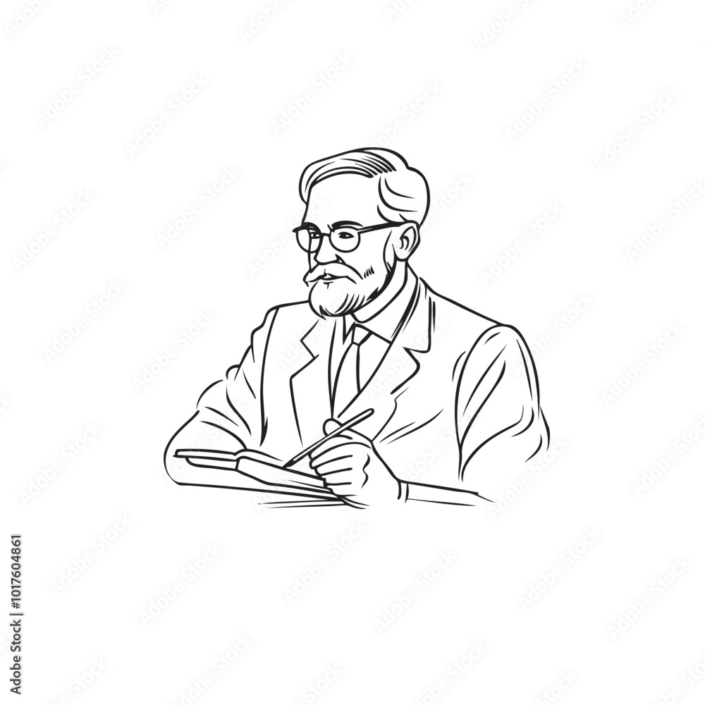 Professor icon in thin line style Vector illustration graphic design Professor icon in thin line style Vector illustration graphic design