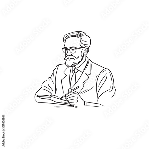 Professor icon in thin line style Vector illustration graphic design