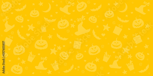 Halloween seamless background with bats and pumpkin. Good for textile fabric design, wrapping paper, website wallpapers, textile, wallpaper and apparel. vector illustration