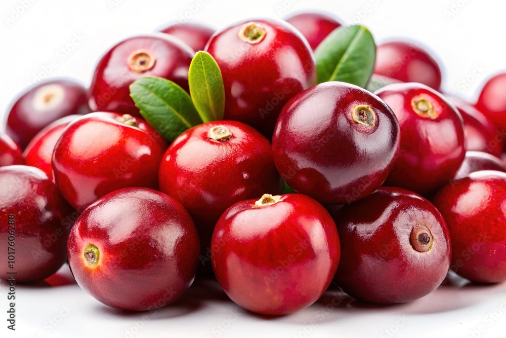 Close-Up of Fresh Red Cranberries on Isolated White Background for Food Photography Close-Up of Fresh Red Cranberries on Isolated White Background for Food Photography