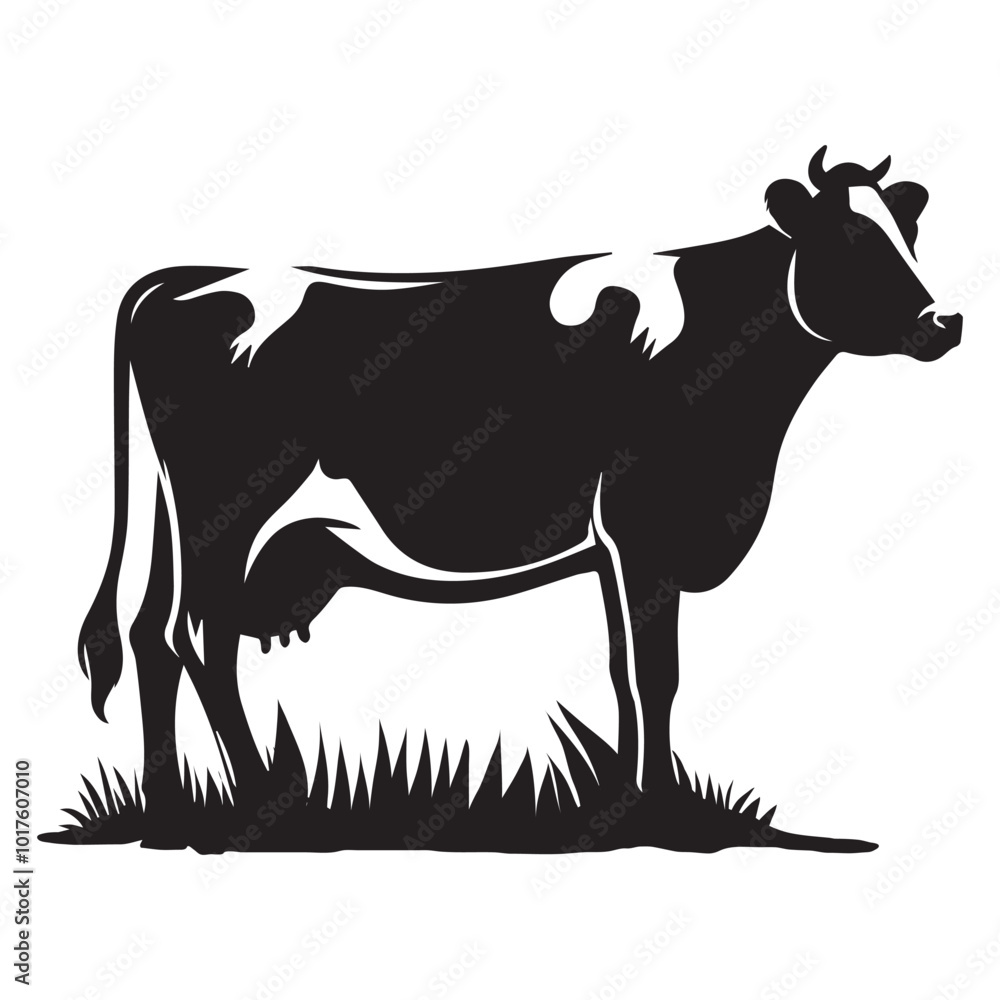 Cow black silhouette vector isolated on white background Cow black silhouette vector isolated on white background