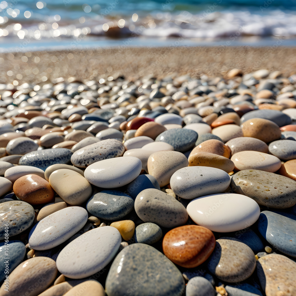 Smooth Pebbles on a Beach Shore Smooth Pebbles on a Beach Shore
