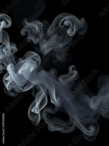 Smoke fragments on a black background abstract background design element for overlay on pictures Smoke Explosion Backdrop