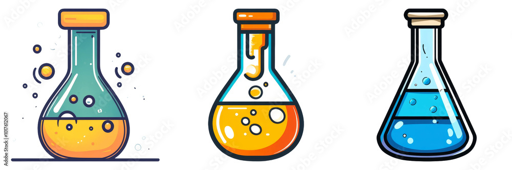 Science laboratory flask with liquid isolated on transparent background graphic PNG for chemistry designs or educational illustrations Science laboratory flask with liquid isolated on transparent background graphic PNG for chemistry designs or educational illustrations