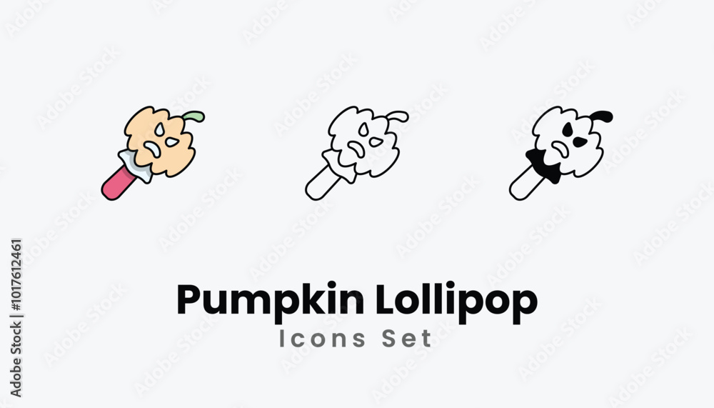 Pumpkin Lollipop Icons thin line and glyph vector icon stock illustration Pumpkin Lollipop Icons thin line and glyph vector icon stock illustration