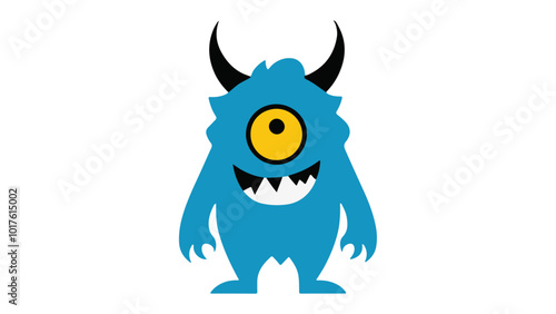 very simple shape of a blue monster