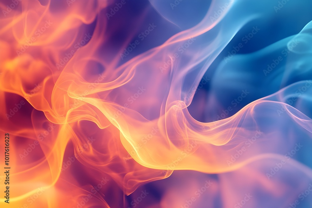 Fototapeta premium Vibrant smoke background for desktop wallpapers organic shapes, sharp precisionist lines and glowing 3D elements