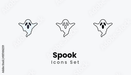 Spook  Icons thin line and glyph vector icon stock illustration