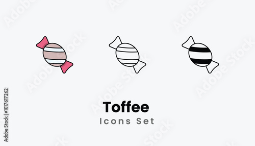Toffee  Icons thin line and glyph vector icon stock illustration