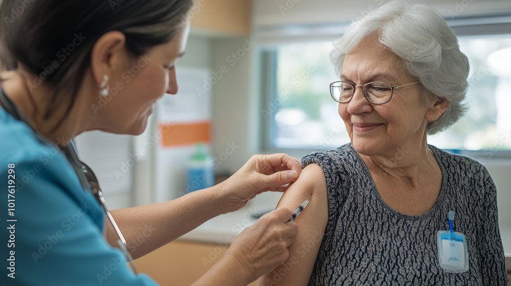 Obraz premium doctor_giving_vaccine_to_elderly_woman