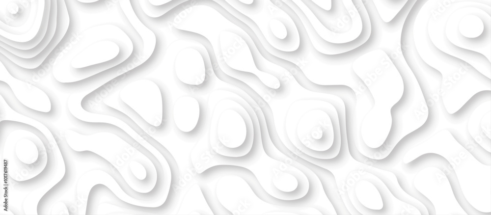 Abstract white wave paper curved reliefs background design. The black on white contours topography stylized relief diagram line wave carve pattern background. Abstract white wave paper curved reliefs background design. The black on white contours topography stylized relief diagram line wave carve pattern background.