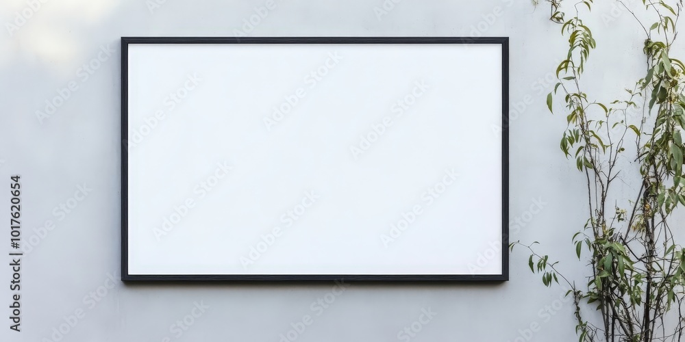 Blank Billboard on Grey Wall Blank Billboard on Grey Wall