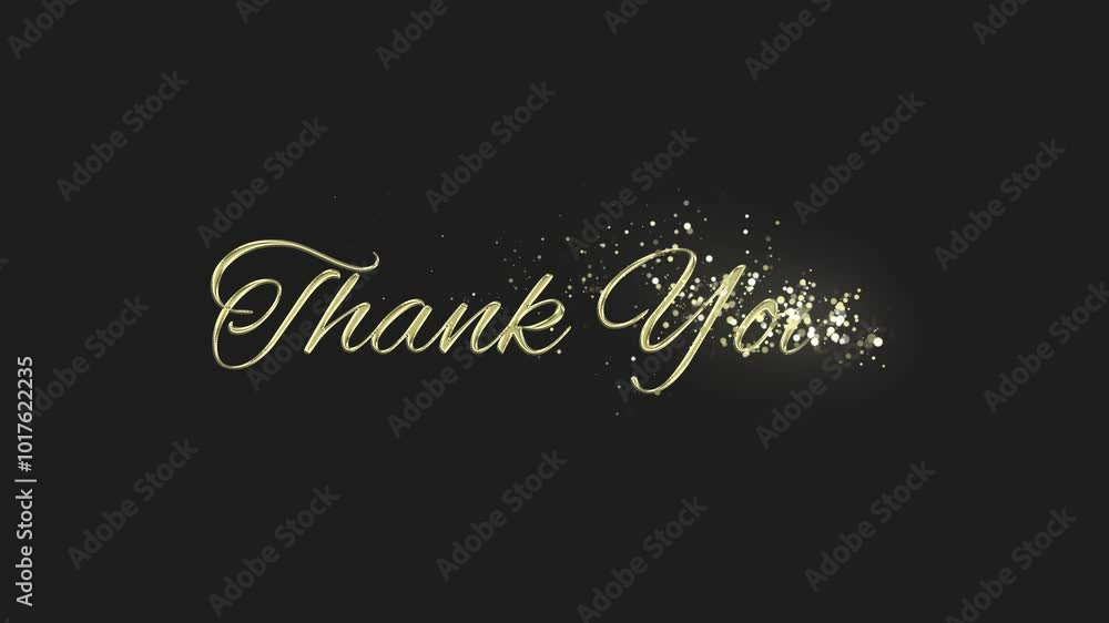 Thank You text gold particles text animation on black and grey background Gold text lettering animation for wishing celebrating and saying thank you to your loved ones