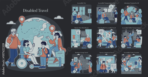 Disabled Travel. Flat Vector Illustration