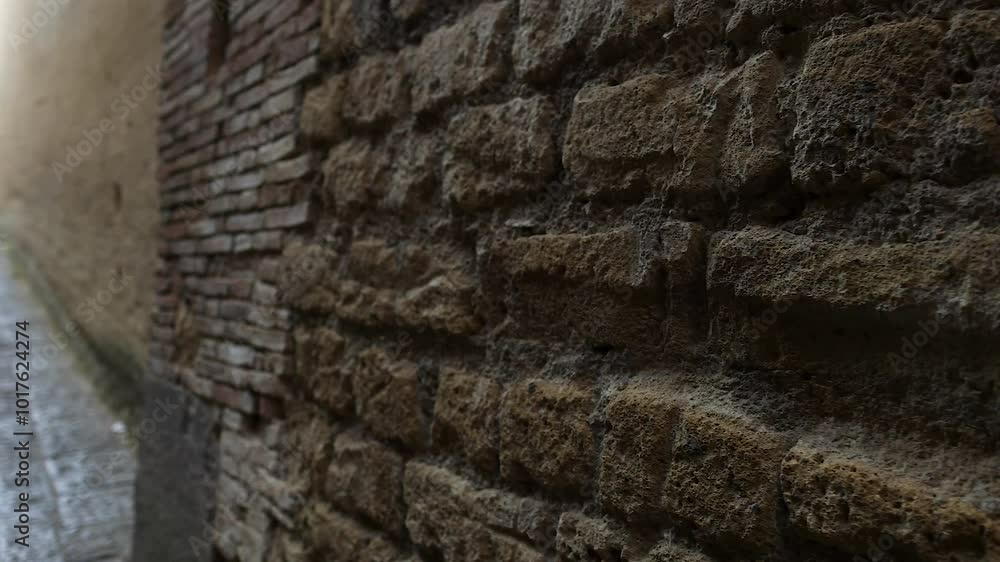 Brick Wall in Narrow Alleyway Brick Wall in Narrow Alleyway