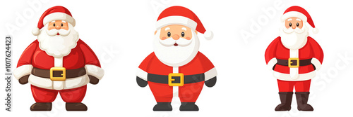 Santa Claus character isolated on transparent background graphic PNG for holiday designs or Christmas illustrations