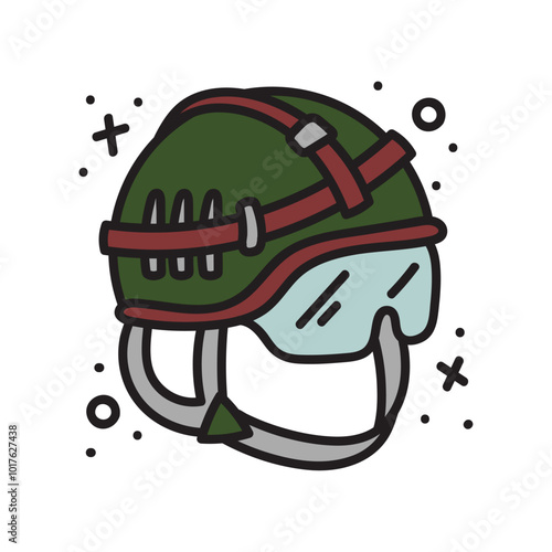 Military Doodle Illustration - War Helmet