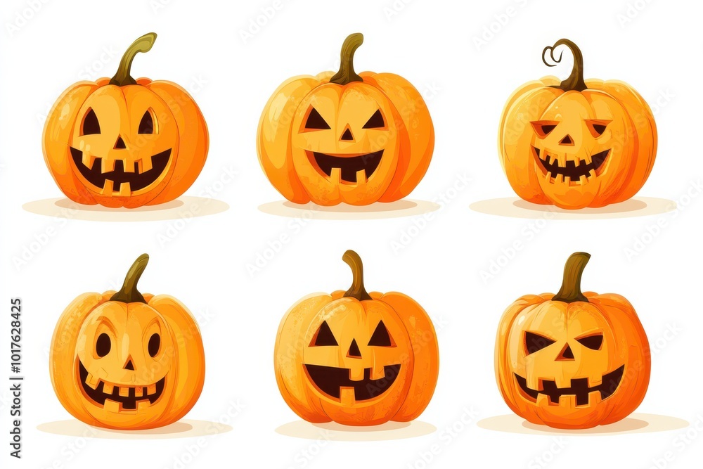 Halloween Pumpkins on White Background. Halloween Pumpkins on White Background.