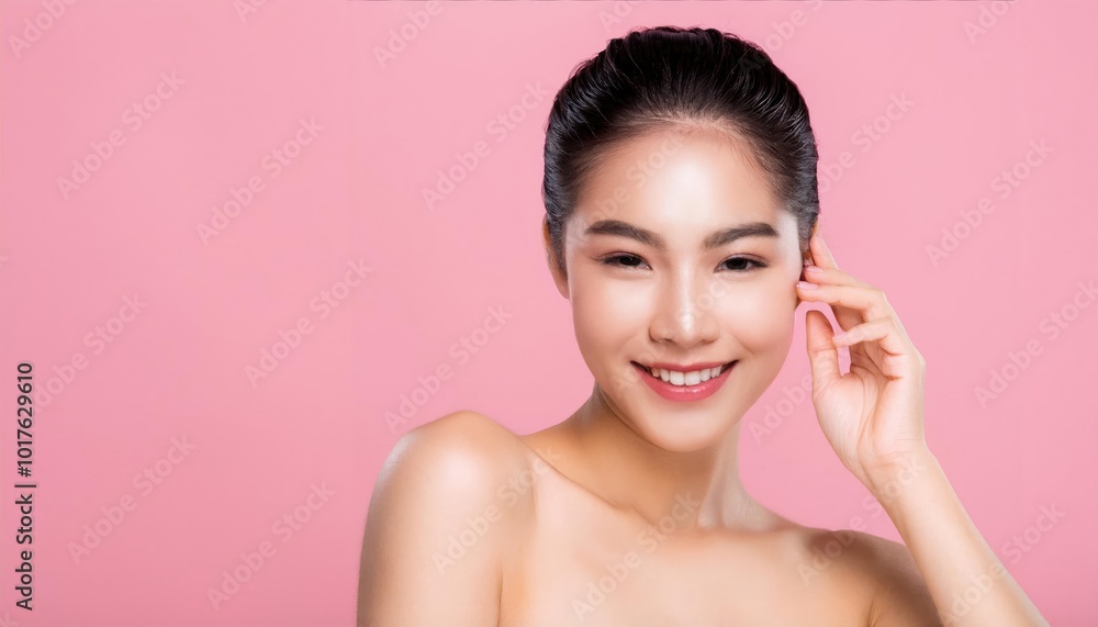 Natural Beauty Portrait Against Pink Background Natural Beauty Portrait Against Pink Background