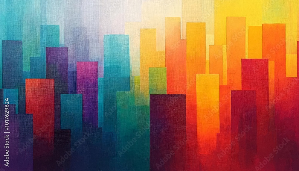 Colorful abstract city skyline with geometric shapes in vibrant hues. Colorful abstract city skyline with geometric shapes in vibrant hues.