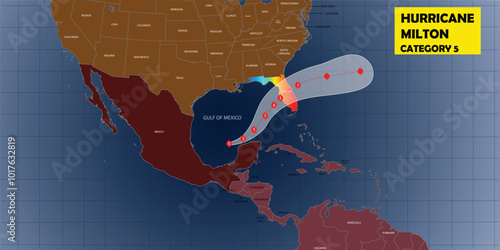 Category 5 Hurricane Milton expected path way. Hurricane Milton approaching the Gulf of Mexico, Florida.
