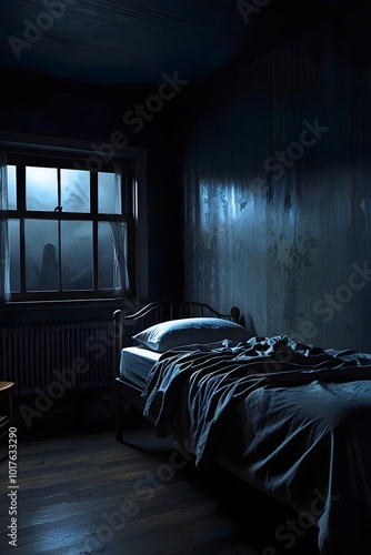 The old dark room with a window. Generative By Ai.