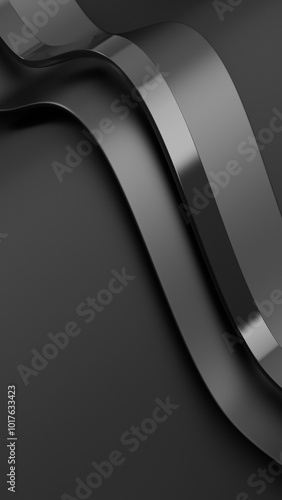 Fototapeta Naklejka Na Ścianę i Meble -  3D abstract black ribbons or lines against a vertical black mat background. 3d rendering illustration not AI