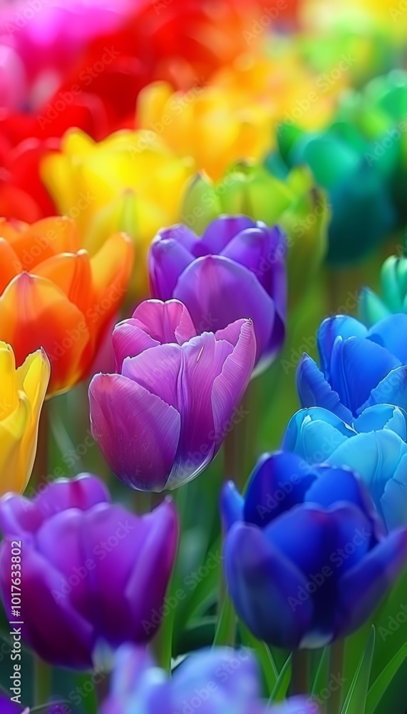 A vibrant display of colorful tulips, showcasing the beauty of nature's palette. A vibrant display of colorful tulips, showcasing the beauty of nature's palette.