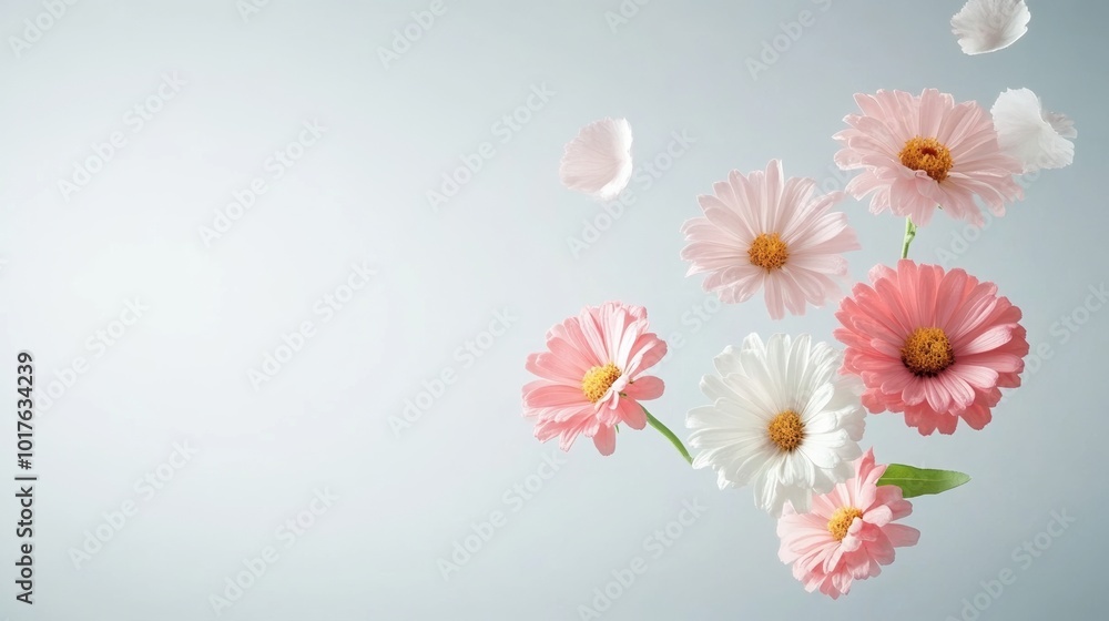 Colorful flowers arranged beautifully on a soft background. Colorful flowers arranged beautifully on a soft background.