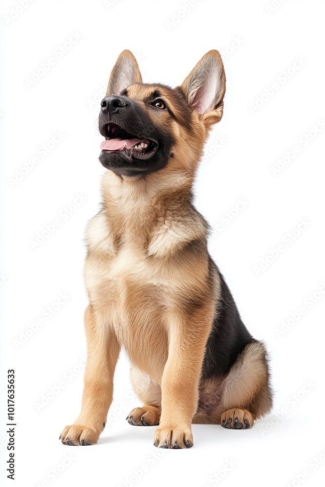 A flat style illustrated German Shepherd, isolate on white background, capturing its playful and energetic personality. A flat style illustrated German Shepherd, isolate on white background, capturing its playful and energetic personality.