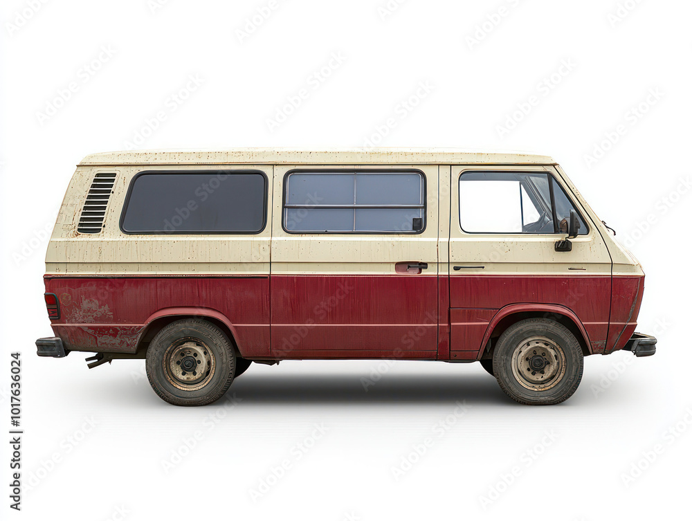 Old van isolated on white background. Generative AI