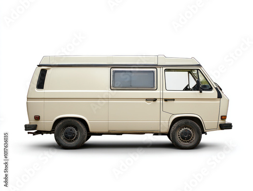 Old van isolated on white background. Generative AI