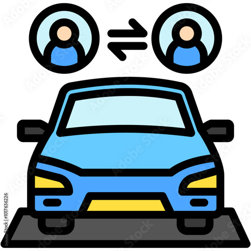 Carpool lineal multi color icon, use for UI, UX, app and web development, digital or print. for industry, education, construction, transportation, traffic management theme.