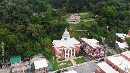 4K Aerial Drone Video of Historic Madison County Courthouse in Downtown Marshall, NC (2021) photo