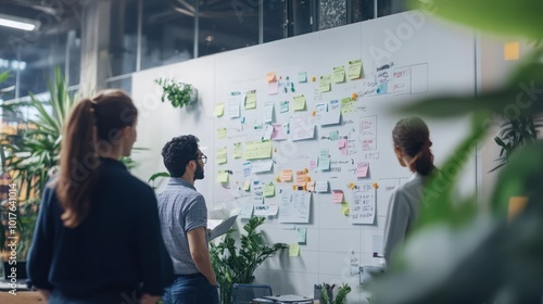 Wallpaper Mural A team of business leaders brainstorming innovative ideas in a bright and creative office space, whiteboards filled with notes Torontodigital.ca
