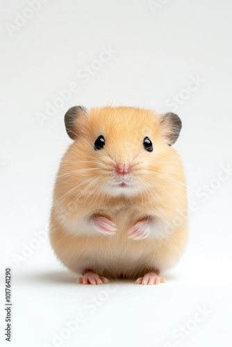 A baby hamster, isolate on white background, with soft fur and an adorable expression.