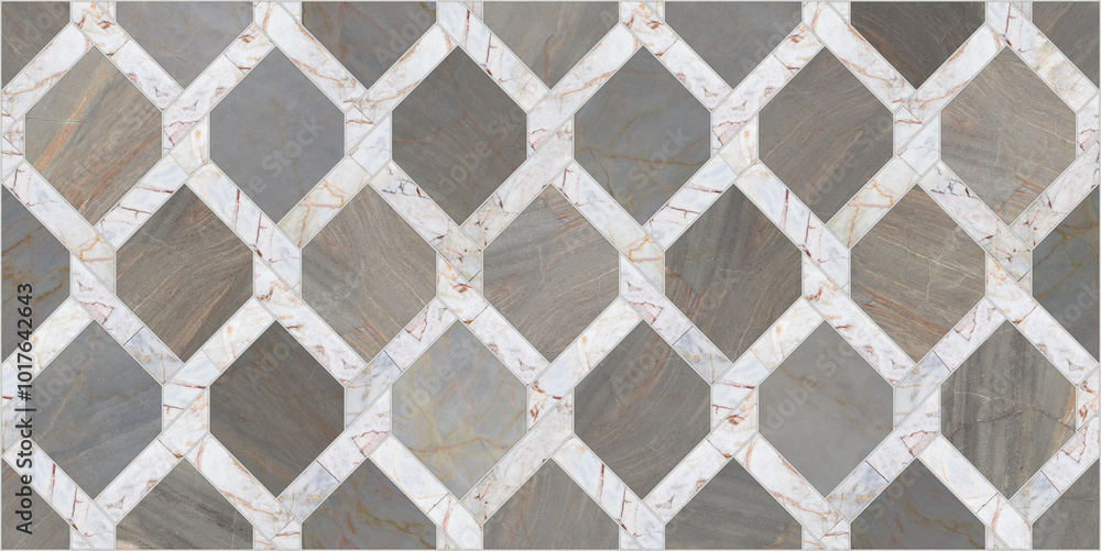 Naklejka premium illustration Marble seamless Wall and Floor Tiles with a modern abstract decorative mosaic pattern.