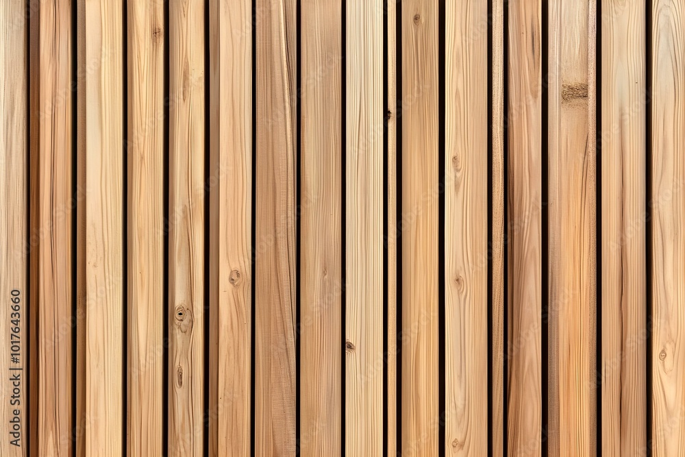 Wall made of wooden panels. Vertical wooden slats for facade cladding. Timber stripes made of beige pine. A modern plank surface for interior and exterior design Wall made of wooden panels. Vertical wooden slats for facade cladding. Timber stripes made of beige pine. A modern plank surface for interior and exterior design