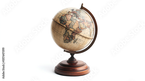 Antique globe with soft shading isolated on white background ready to bring joy to any space , cartoon drawing, water color style