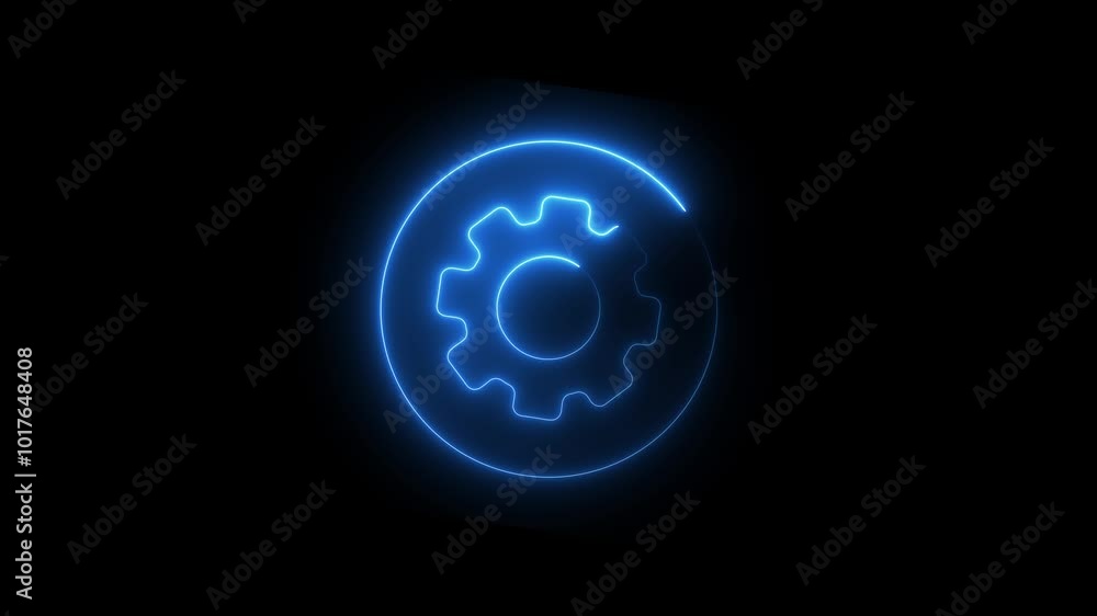 Glowing neon settings in circle rotation. Glowing neon settings in circle rotation.