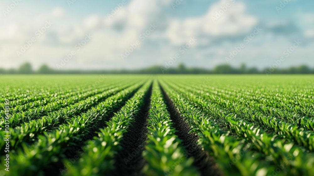 Lush green organic farmland with thriving crops in a picturesque countryside landscape Showcasing the beauty and abundance of sustainable Lush green organic farmland with thriving crops in a picturesque countryside landscape Showcasing the beauty and abundance of sustainable