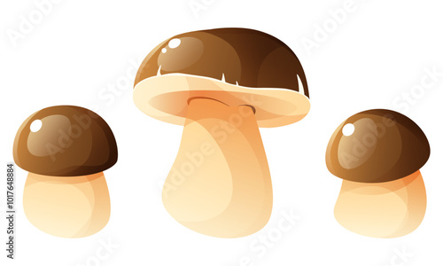 Boletus, autumn harvest, forest mushrooms. Brown cap, white stem, edible mushroom. Elements of autumn, forest design, for postcards, posters, children's books.