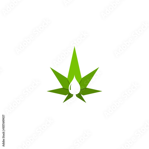 Medical Cannabis oil icon design with Marijuana leaf and hemp oil drop isolated on white background