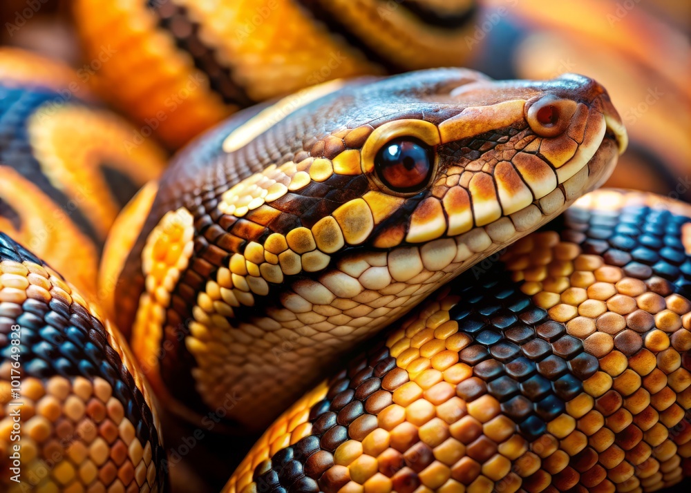 Close-Up Tilt-Shift Photography of Ball Python Skin for Nature Lovers and Reptile Enthusiasts Close-Up Tilt-Shift Photography of Ball Python Skin for Nature Lovers and Reptile Enthusiasts