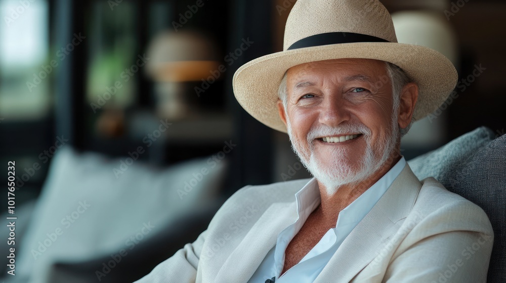 Attractive senior in a luxury lifestyle setting, with a confident and relaxed smile, highlighting elegance and refined living. Attractive senior in a luxury lifestyle setting, with a confident and relaxed smile, highlighting elegance and refined living.