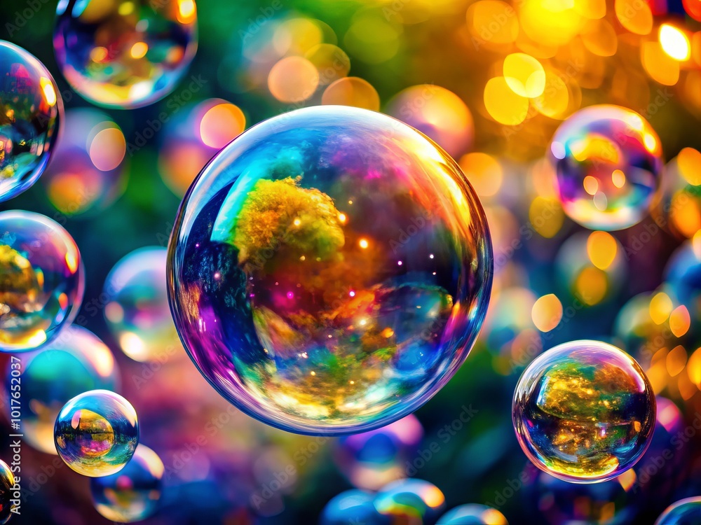 Colorful Soap Bubbles Background with High Depth of Field for Creative Projects Colorful Soap Bubbles Background with High Depth of Field for Creative Projects