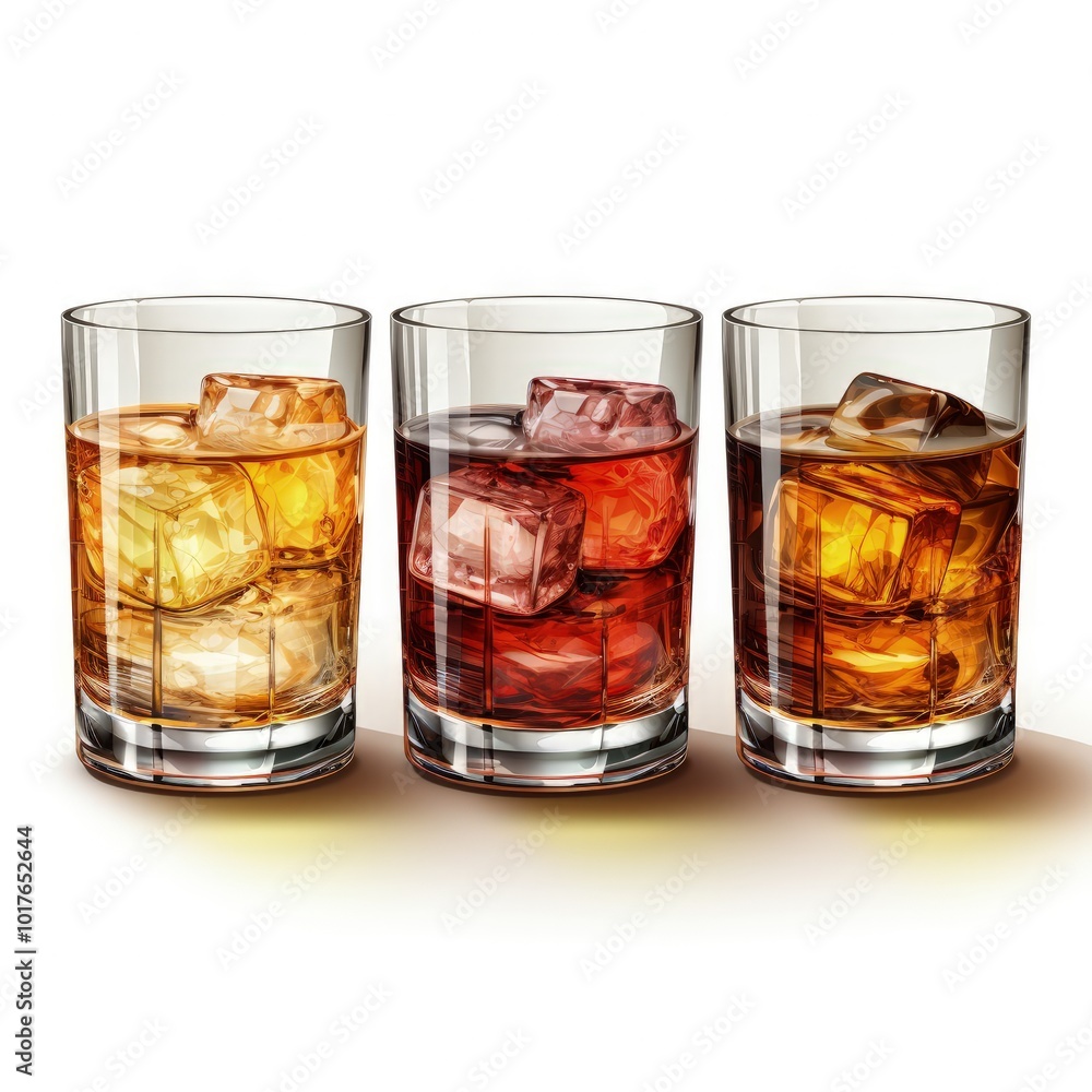 Stylized Set of Orange Juices in Different Glasses for Refreshing Summer Stylized Set of Orange Juices in Different Glasses for Refreshing Summer