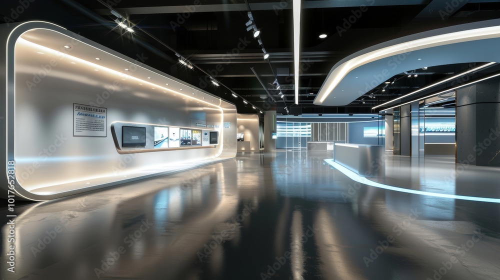 Modern Exhibition Hall Captivating Design and Versatile Displays in a Dynamic Setting Modern Exhibition Hall Captivating Design and Versatile Displays in a Dynamic Setting