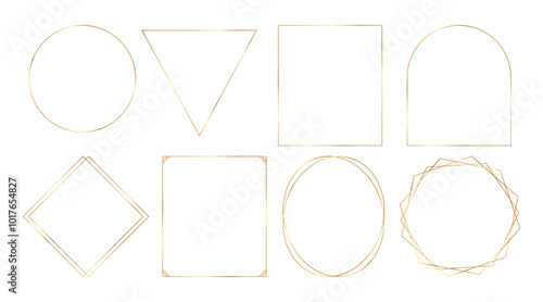 Wallpaper Mural Set of thin geometric gold frame. Gold border, design element for decoration card, certificate, grand opening, party invitation Torontodigital.ca