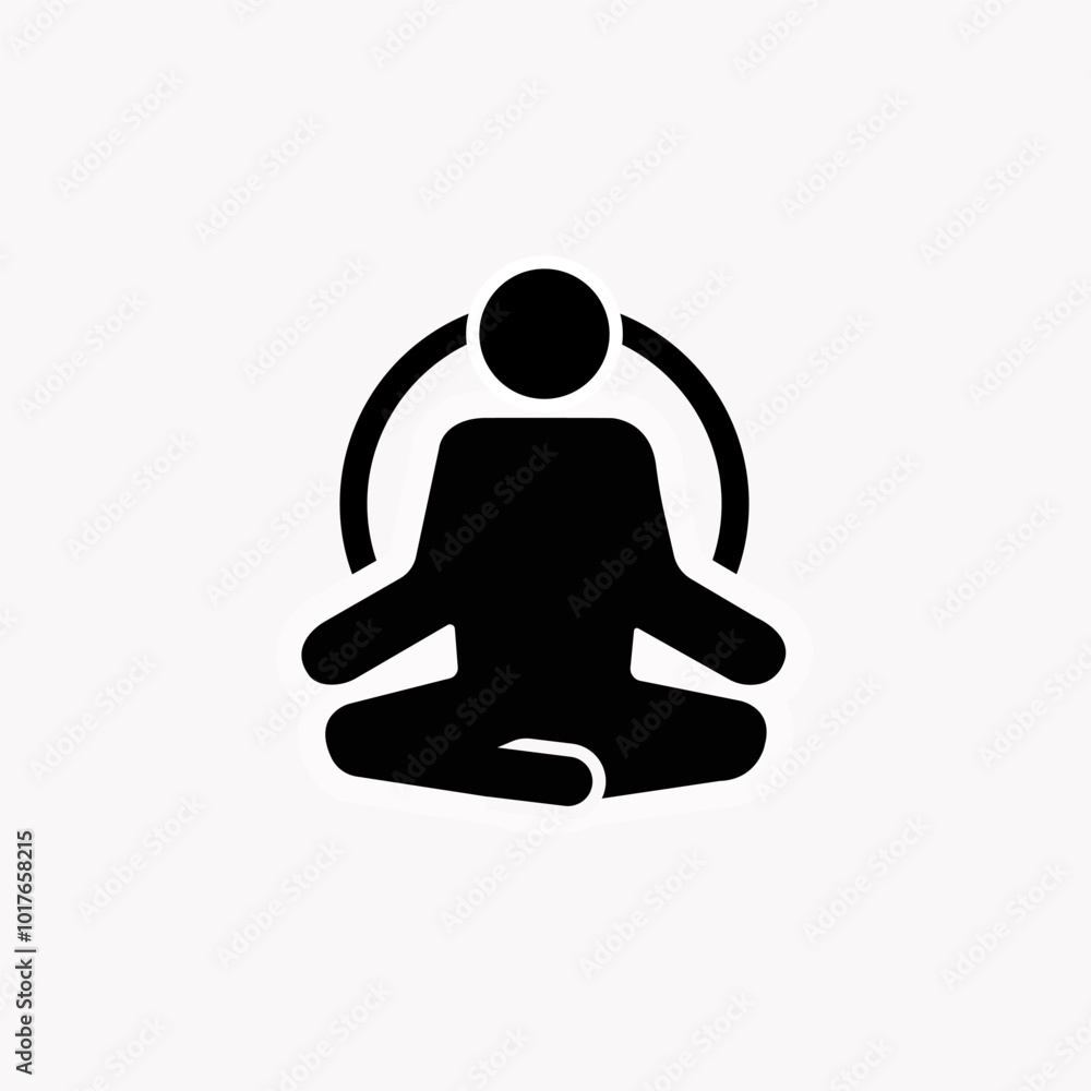 Yoga Fitness Icon. Meditation Logo Sign on White Background. Vector Yoga Fitness Icon. Meditation Logo Sign on White Background. Vector